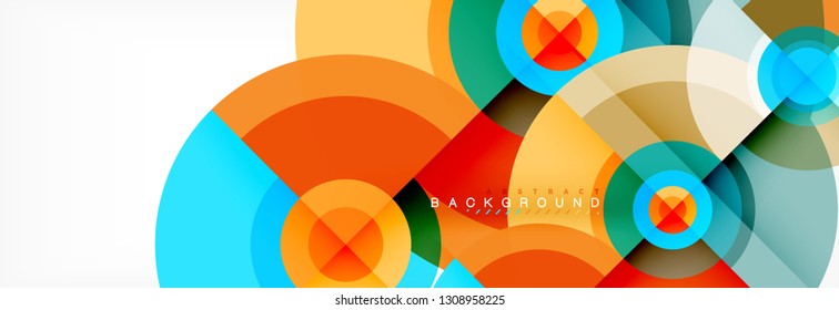 Circulos redondos y triángulos de fondo abstracto, ilustración vectorial