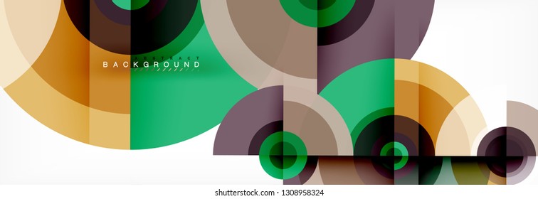 Circulos redondos y triángulos de fondo abstracto, ilustración vectorial