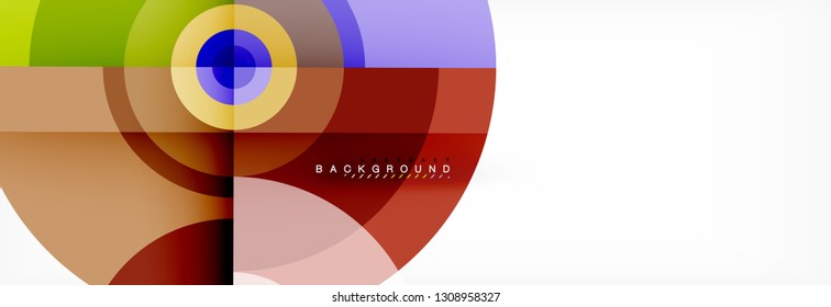 Round circles and triangles abstract background, vector illustration