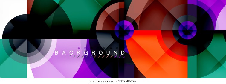 Round circles and triangles abstract background, vector illustration