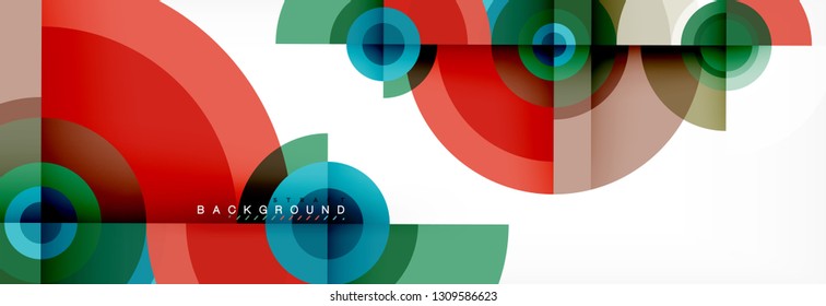 Round circles and triangles abstract background, vector illustration