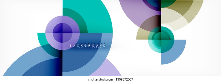 Round circles and triangles abstract background, vector illustration