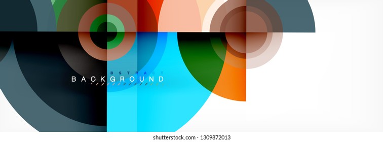 Round circles and triangles abstract background, vector illustration