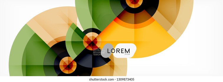 Round circles and triangles abstract background, vector illustration