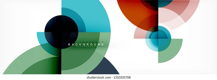 Circulos redondos y triángulos de fondo abstracto, ilustración vectorial