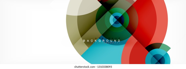 Circulos redondos y triángulos de fondo abstracto, ilustración vectorial