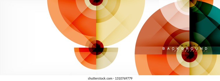 Round circles and triangles abstract background, vector illustration