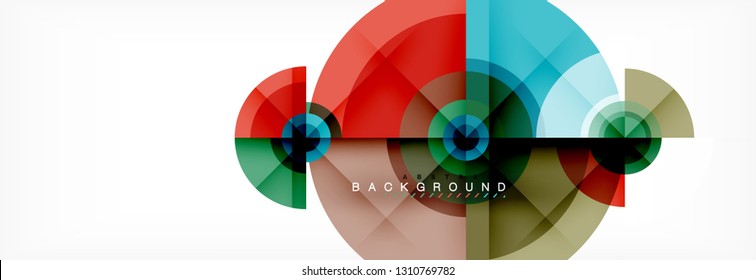 Round circles and triangles abstract background, vector illustration
