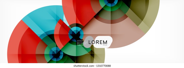 Round circles and triangles abstract background, vector illustration