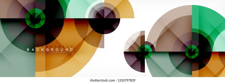 Círculos redondos e triângulos fundo abstrato, ilustração vetorial