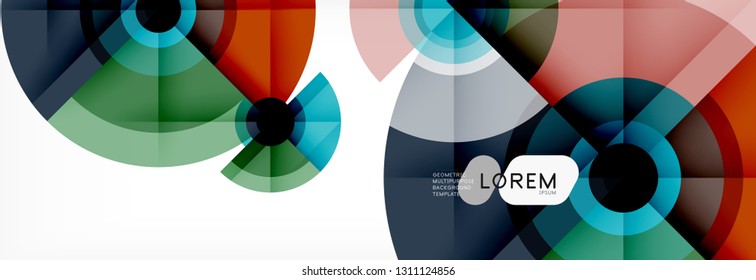 Round circles and triangles abstract background, vector illustration