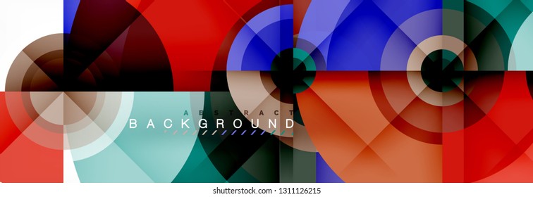 Círculos redondos e triângulos fundo abstrato, ilustração vetorial