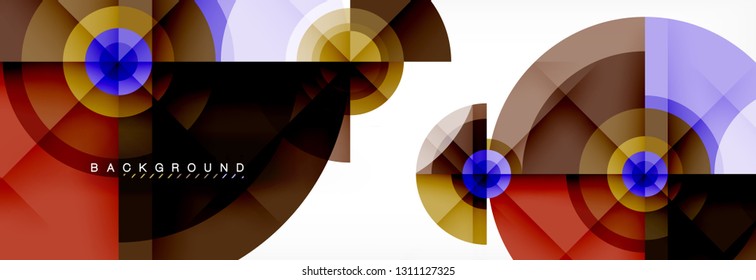 Round circles and triangles abstract background, vector illustration