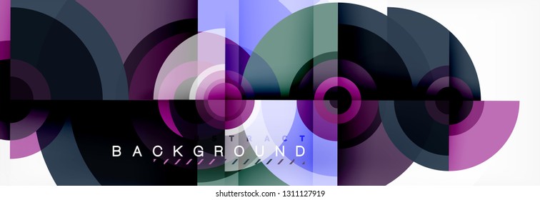 Round circles and triangles abstract background, vector illustration