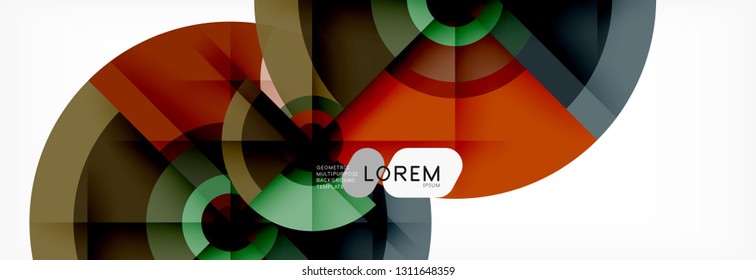 Round circles and triangles abstract background, vector illustration