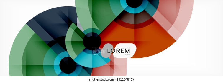 Round circles and triangles abstract background, vector illustration