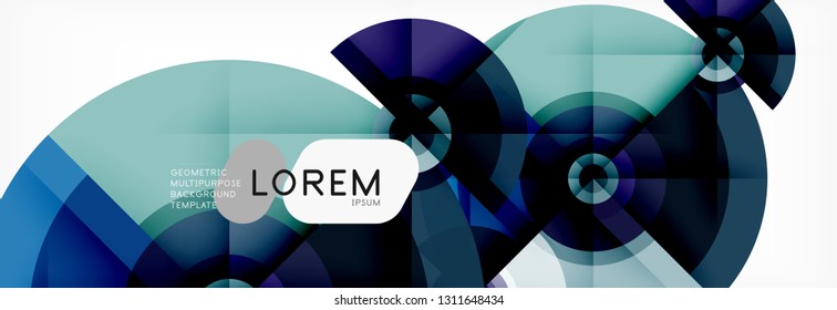 Round circles and triangles abstract background, vector illustration