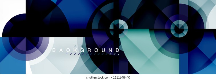 Round circles and triangles abstract background, vector illustration