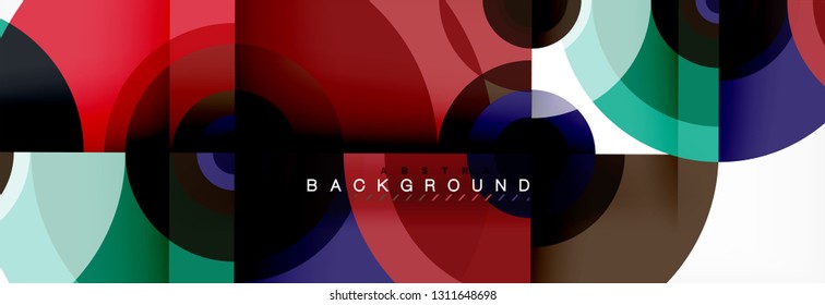 Round circles and triangles abstract background, vector illustration
