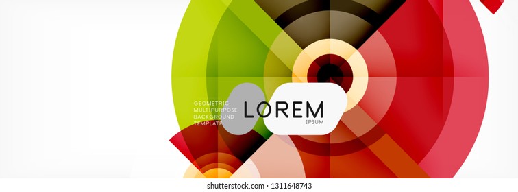 Round circles and triangles abstract background, vector illustration
