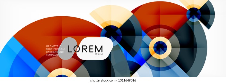 Round circles and triangles abstract background, vector illustration