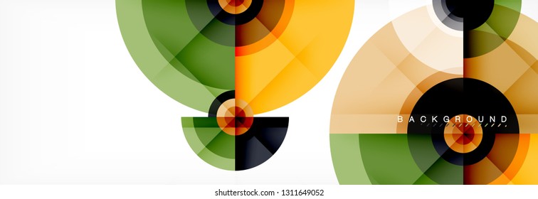 Circulos redondos y triángulos de fondo abstracto, ilustración vectorial
