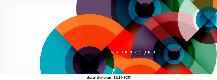 Round circles and triangles abstract background, vector illustration