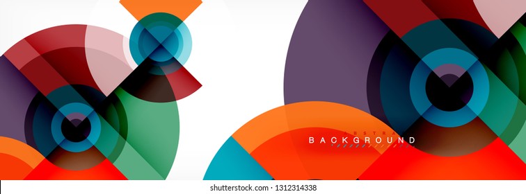 Round circles and triangles abstract background, vector illustration