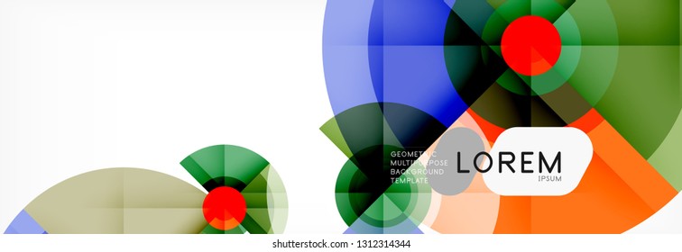 Round circles and triangles abstract background, vector illustration