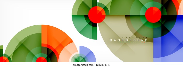 Round circles and triangles abstract background, vector illustration