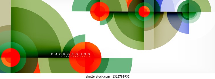 Round circles and triangles abstract background, vector illustration