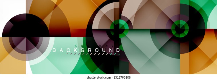 Round circles and triangles abstract background, vector illustration