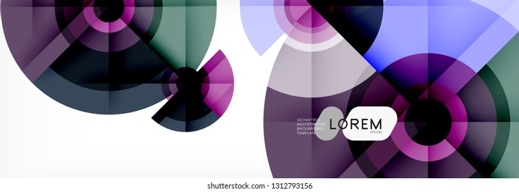 Circulos redondos y triángulos de fondo abstracto, ilustración vectorial