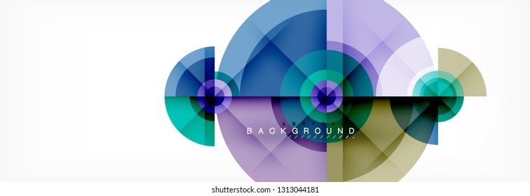 Circulos redondos y triángulos de fondo abstracto, ilustración vectorial