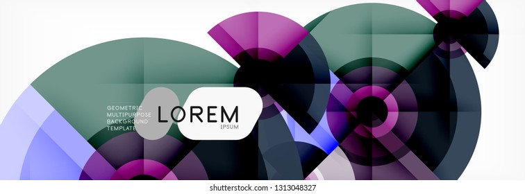 Circulos redondos y triángulos de fondo abstracto, ilustración vectorial