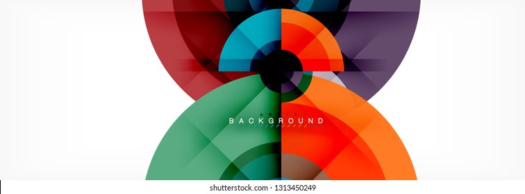 Circulos redondos y triángulos de fondo abstracto, ilustración vectorial
