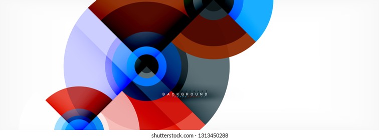 Round circles and triangles abstract background, vector illustration