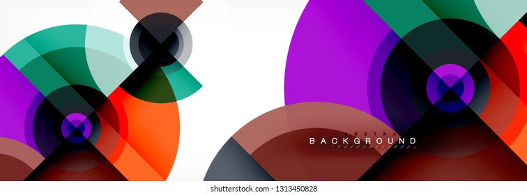 Circulos redondos y triángulos de fondo abstracto, ilustración vectorial