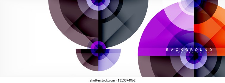 Round circles and triangles abstract background, vector illustration