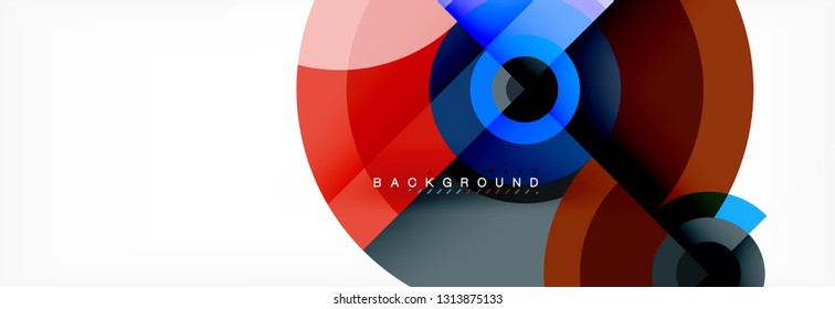 Circulos redondos y triángulos de fondo abstracto, ilustración vectorial