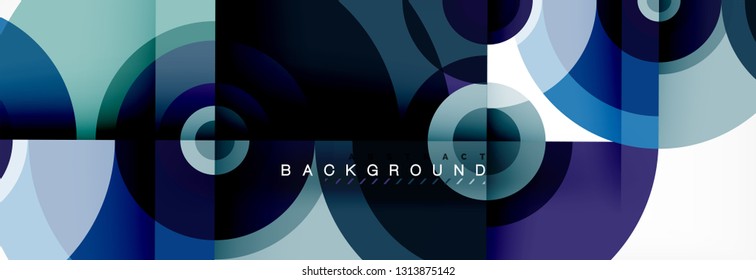 Circulos redondos y triángulos de fondo abstracto, ilustración vectorial
