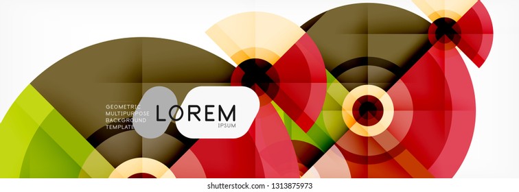 Round circles and triangles abstract background, vector illustration
