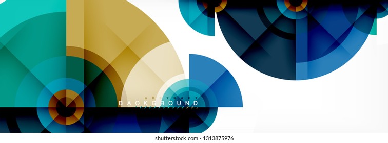 Round circles and triangles abstract background, vector illustration