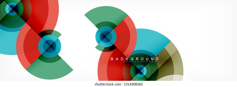 Round circles and triangles abstract background, vector illustration