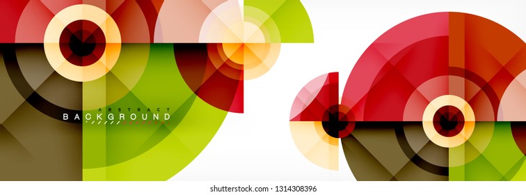 Round circles and triangles abstract background, vector illustration