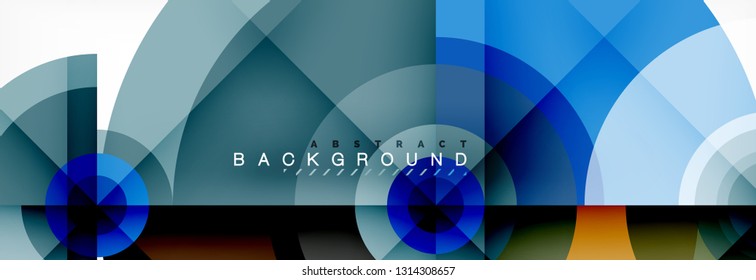 Circulos redondos y triángulos de fondo abstracto, ilustración vectorial