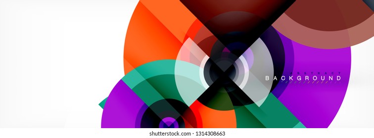 Round circles and triangles abstract background, vector illustration