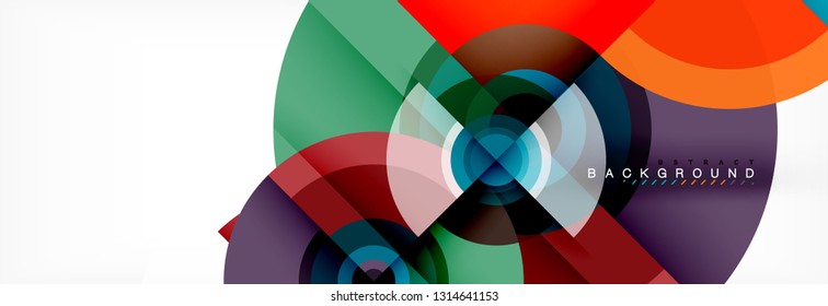 Round circles and triangles abstract background, vector illustration
