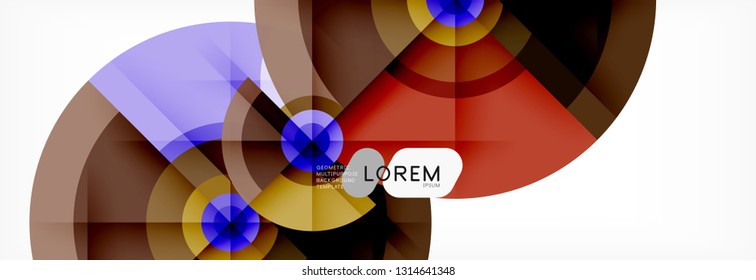 Round circles and triangles abstract background, vector illustration