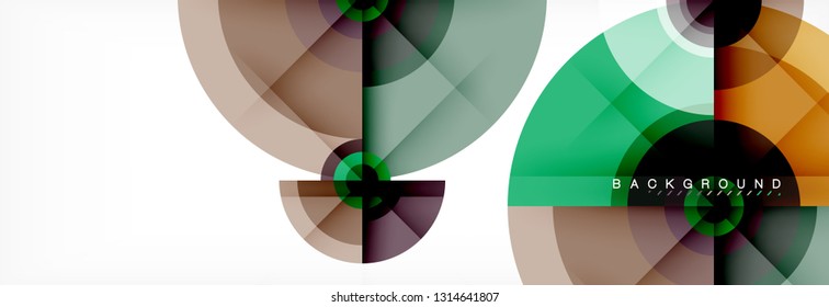 Round circles and triangles abstract background, vector illustration